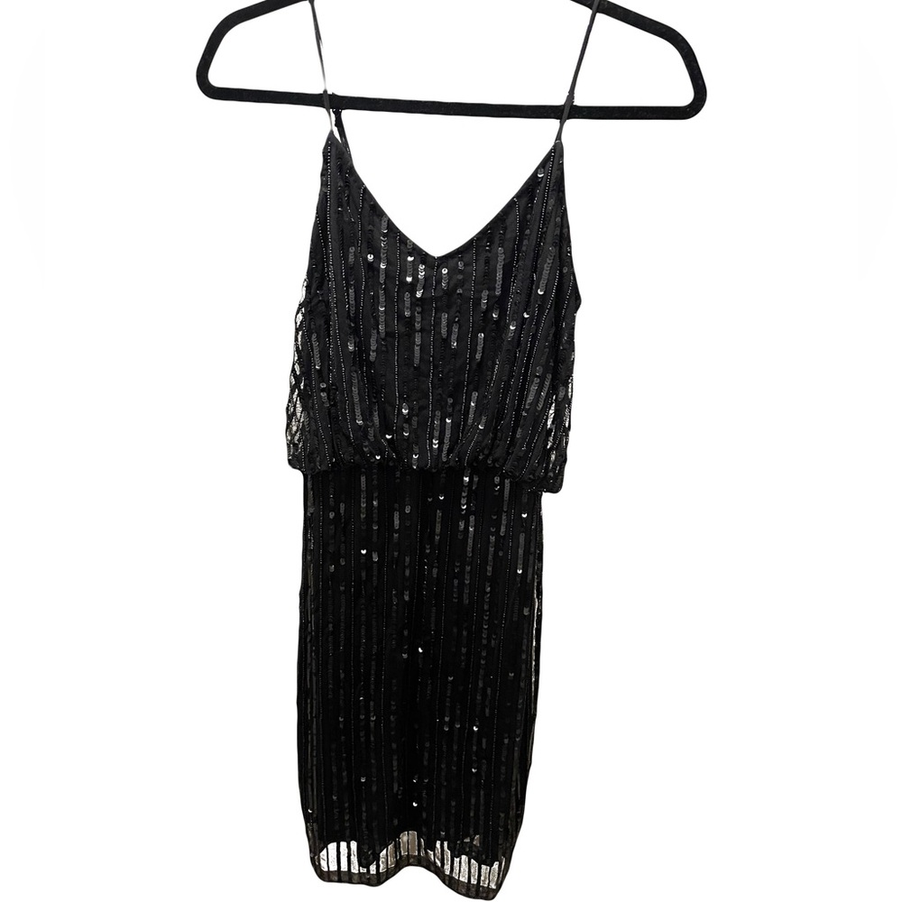 French Connection Black Sequin Mini Dress Women’s Size 6